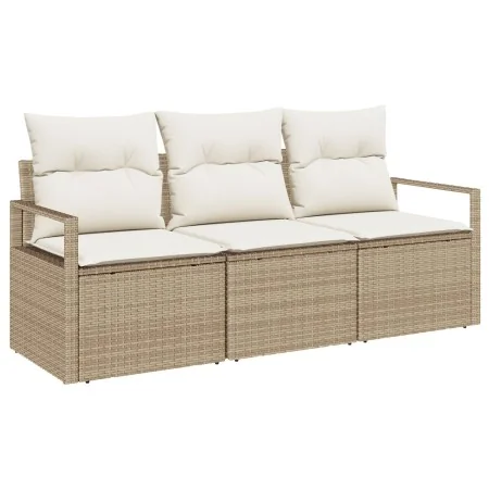 Conjunto de Sofá de Jardín de 3 Piezas con Cojines Beige de Poliratán, Sofá de Jardín de 2 Plazas con Cojines Beige de Poliratán | Foro24.es | Tu tienda online para hogar, jardín y más Foro24.es