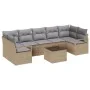 Juego de Sofá de Jardín de 8 Piezas con Cojines Beige Poliratán, Sofá de Jardín de 2 Plazas con Cojines Beige Poliratán | Foro24.es | Tu tienda online para hogar, jardín y más Foro24.es