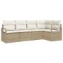Juego de Sofá de Jardín 5 Piezas con Cojines Beige Poliratán, Sofá de Jardín de 2 Plazas con Cojines Beige Poliratán | Foro24.es | Tu tienda online para hogar, jardín y más Foro24.es