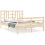 Bed frame with solid wood headboard 160x200 cm by vidaXL, Beds and slatted bases - Ref: Foro24-3193931, Price: 135,05 €, Disc...