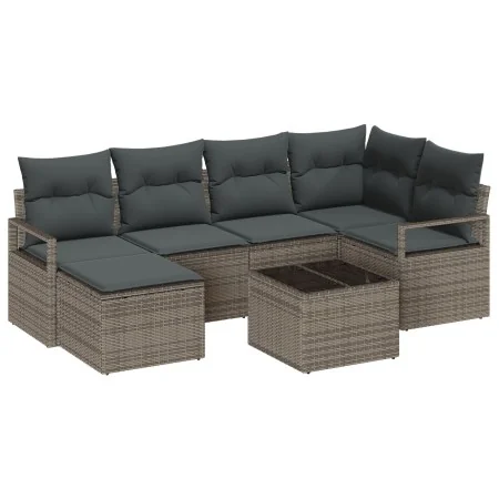 Juego de Sofá de Jardín de 6 Piezas con Cojines de Rattan Negro, Sofá de Jardín de 2 Plazas con Cojines de Rattan Gris | Foro24.es | Tu tienda online para hogar, jardín y más Foro24.es