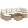 Set de Sofá de Jardín de 7 Piezas con Cojines de Rattan Marrón, Sofá de Jardín de 2 Plazas con Cojines Beige de Rattan | Foro24.es | Tu tienda online para hogar, jardín y más Foro24.es