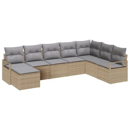 Juego de Sofá de Jardín de 8 Piezas con Cojines Beige de Ratán, Sofá de Jardín de 2 Plazas con Cojines Beige de Ratán | Foro24.es | Tu tienda online para hogar, jardín y más Foro24.es
