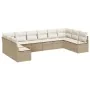 Conjunto de Sofás de Jardín de 10 Piezas con Cojines Beige de Ratán, Sofá de Jardín de 2 Plazas con Cojines Beige de Ratán | Foro24.es | Tu tienda online para hogar, jardín y más Foro24.es