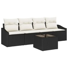 Juego de Sofá de Jardín de 5 Piezas con Cojines Negros Ratán Poliéster by , Outdoor sofas - Ref: Foro24-3346587, Price: 308,2...