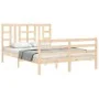 Bed frame with solid wood headboard 160x200 cm by vidaXL, Beds and slatted bases - Ref: Foro24-3193931, Price: 135,05 €, Disc...