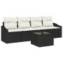 Juego de Sofá de Jardín de 5 Piezas con Cojines Negros Ratán Poliéster by , Outdoor sofas - Ref: Foro24-3346587, Price: 308,2...