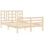 Bed frame with solid wood headboard 160x200 cm by vidaXL, Beds and slatted bases - Ref: Foro24-3193931, Price: 135,05 €, Disc...
