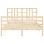 Bed frame with solid wood headboard 160x200 cm by vidaXL, Beds and slatted bases - Ref: Foro24-3193931, Price: 135,05 €, Disc...