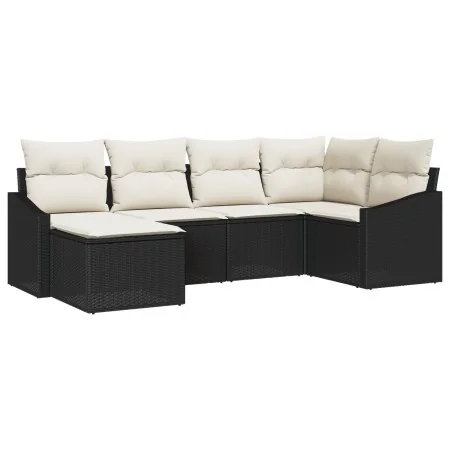 Conjunto de Sofá de Jardín de 6 Piezas con Cojines Negro Polirattan | Foro24.es | Tu tienda online para hogar, jardín y más Foro24.es