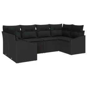 Juego de Sofá de Jardín de 6 Piezas con Cojines Negro Poliratán von , Outdoor-Sofas - Ref: Foro24-3346863, Preis: 415,86 €, R...