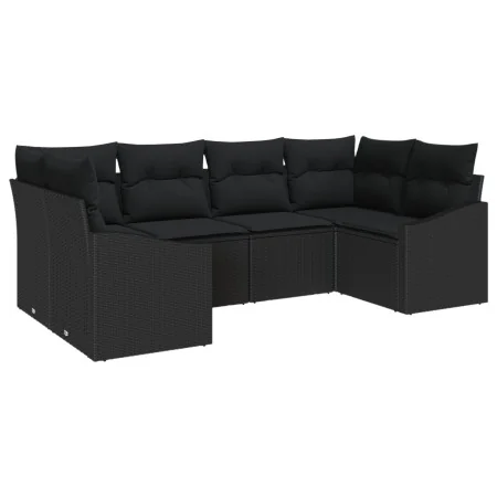 Juego de Sofá de Jardín de 6 Piezas con Cojines Negro Poliratán von , Outdoor-Sofas - Ref: Foro24-3346863, Preis: 415,86 €, R...