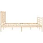 Bed frame with solid wood headboard 160x200 cm by vidaXL, Beds and slatted bases - Ref: Foro24-3193931, Price: 135,05 €, Disc...