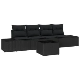 Conjunto de sofá de jardín de 5 piezas con cojines negro poliratán by , Outdoor sofas - Ref: Foro24-3346933, Price: 341,34 €,...