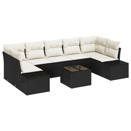 Conjunto de Sofá de Jardín de 8 Piezas con Cojines Negro Poliratán | Foro24.es | Tu tienda online para hogar, jardín y más Foro24.es