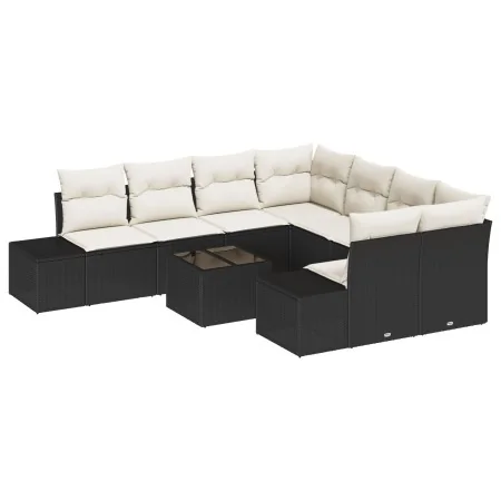 Conjunto de Sofás Jardín de 9 Piezas con Cojines Negro Polirratán | Foro24.es | Tu tienda online para hogar, jardín y más Foro24.es