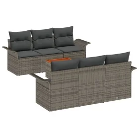 Juego de Sofá de Jardín de 7 Piezas con Cojines Gris Poliratán Acacia by , Outdoor sofas - Ref: Foro24-3347272, Price: 475,71...