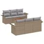 Conjunto de Sofás de Jardín de 7 Piezas con Cojines Beige Polirratan Acacia von , Outdoor-Sofas - Ref: Foro24-3347273, Preis:...