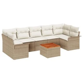 Juego de Sofá de Jardín 8 Piezas con Cojines Beige de Ratán Poli de , Sofás de exterior - Ref: Foro24-3347295, Precio: 575,74...