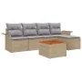 Conjunto de sofá de jardín de 6 piezas con cojines color beige de ratán y acacia | Foro24.es | Tu tienda online para hogar, jardín y más Foro24.es