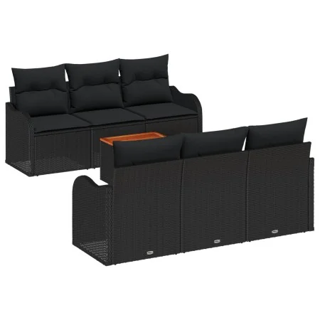 Set de Sofá de Jardín de 7 Piezas con Cojines Ratán Negro, Sofá de Jardín de 2 Plazas con Cojines Ratán Negro | Foro24.es | Tu tienda online para hogar, jardín y más Foro24.es