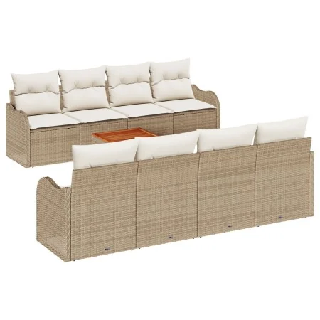 Juego de Sofás de Jardín de 9 Piezas con Cojines Beige Poliratán Acacia, Sofá de Jardín de 2 Plazas con Cojines Beige Poliratán | Foro24.es | Tu tienda online para hogar, jardín y más Foro24.es
