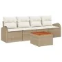 Conjunto de Sofás de Jardín de 5 Piezas con Cojines Beige Ratán Poliéster Acacia | Foro24.es | Tu tienda online para hogar, jardín y más Foro24.es