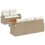 Conjunto de Sofá de 6 Piezas con Cojines Beige Polirratán Acacia | Foro24.es | Tu tienda online para hogar, jardín y más Foro24.es