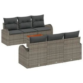 Conjunto de Sofás de Jardín de 7 Piezas con Cojines Gris Poliratán Acacia by , Outdoor sofas - Ref: Foro24-3347524, Price: 47...