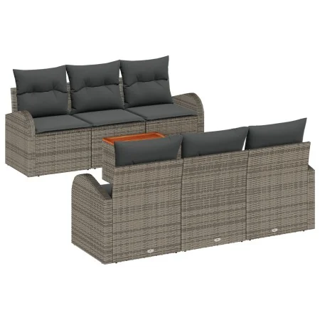 Conjunto de Sofás de Jardín de 7 Piezas con Cojines Gris Poliratán Acacia by , Outdoor sofas - Ref: Foro24-3347524, Price: 47...