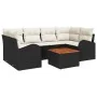 Conjunto de Sofás de Jardín de 7 Piezas con Cojines Negro de Poliratán Acacia de , Sofás de exterior - Ref: Foro24-3347530, P...