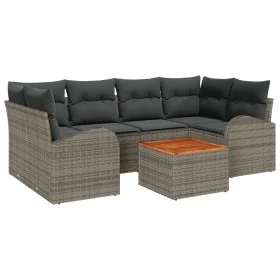 Juego de Sofás de Jardín de 7 Piezas con Cojines Gris Ratán Polimérico Acacia by , Outdoor sofas - Ref: Foro24-3347531, Price...