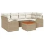 Juego de Sofás de Jardín de 7 Piezas con Cojines Beige de Ratán Poliéster Acacia | Foro24.es | Tu tienda online para hogar, jardín y más Foro24.es