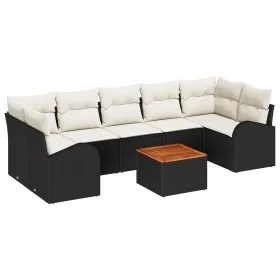 Juego de Sofá de Jardín de 8 Piezas con Cojines Negro Ratán Poli Acacia de , Sofás de exterior - Ref: Foro24-3347544, Precio:...