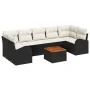 Juego de Sofá de Jardín de 8 Piezas con Cojines Negro Ratán Poli Acacia by , Outdoor sofas - Ref: Foro24-3347544, Price: 511,...
