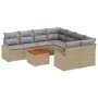 Set de Sofás de Jardín de 9 Piezas con Cojines Beige Ratán Sintético Acacia | Foro24.es | Tu tienda online para hogar, jardín y más Foro24.es