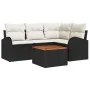 Juego de Sofá de Jardín de 5 Piezas con Cojines Negros de Ratán de Polietileno Acacia by , Outdoor sofas - Ref: Foro24-334757...