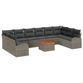 Juego de Sofás de Jardín de 11 Piezas con Cojines Gris Ratán Sintético Acacia by , Outdoor sofas - Ref: Foro24-3347629, Price...