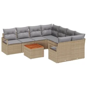 Set de Sofá de Jardín de 9 Piezas con Cojines