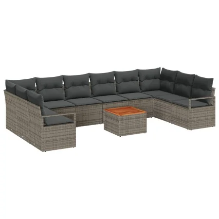 Conjunto de Sofá de Jardín de 11 Piezas con Cojines Gris Poliratán Acacia, Sofá de Jardín de 2 Plazas con Cojines Gris Poliratán | Foro24.es | Tu tienda online para hogar, jardín y más Foro24.es
