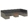 Conjunto de Sofá de Jardín de 11 Piezas con Cojines Gris Poliratán Acacia, Sofá de Jardín de 2 Plazas con Cojines Gris Poliratán | Foro24.es | Tu tienda online para hogar, jardín y más Foro24.es