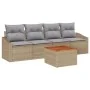Juego de Sofá de Jardín de 5 Piezas con Cojines Beige Poliratán Acacia | Foro24.es | Tu tienda online para hogar, jardín y más Foro24.es