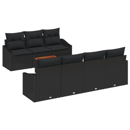 Juego de Sofás de Jardín de 8 Piezas con Cojines Ratán Negro Acacia by , Outdoor sofas - Ref: Foro24-3347793, Price: 518,23 €...