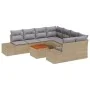 Conjunto de Sofá de Jardín de 9 Piezas con Cojines Beige Ratán Poliéster Acacia | Foro24.es | Tu tienda online para hogar, jardín y más Foro24.es