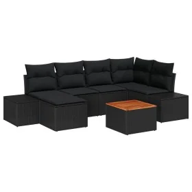 Juego de Sofá de Jardín de 7 Piezas con Cojines Negro Poliratán Acacia by , Outdoor sofas - Ref: Foro24-3347982, Price: 454,6...