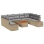 Juego de Sofá de Jardín de 10 Piezas con Cojines Beige Ratán Sintético Acacia | Foro24.es | Tu tienda online para hogar, jardín y más Foro24.es