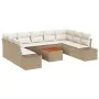 Juego de sofá de jardín de 10 piezas con cojines Beige Poliratán Acacia | Foro24.es | Tu tienda online para hogar, jardín y más Foro24.es