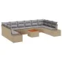 Conjunto de Sofá de Jardín de 11 Piezas con Cojines Beige Ratán Acacia | Foro24.es | Tu tienda online para hogar, jardín y más Foro24.es