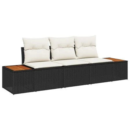 Conjunto de Sofá de Jardín de 3 Piezas con Cojines Negro Ratán | Foro24.es | Tu tienda online para hogar, jardín y más Foro24.es