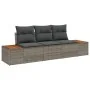Conjunto de Sofá de Jardín de 3 Piezas con Cojines Gris Ratán Poliéster Acacia by , Outdoor sofas - Ref: Foro24-3348015, Pric...